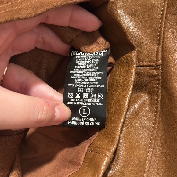 Blank NYC brown pleather and faux suede asymmetric jacket- large - Picture 6 of 6
